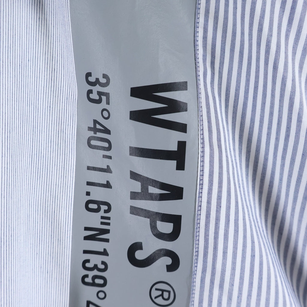 WTAPS(ダブルタップス) 24SS BD 01 LS / CTPL. BROADCLOTH. TEXTILE. COOLMAX ボタンダウン ストライプ長袖シャツ グレー 241TQDT-SHM01