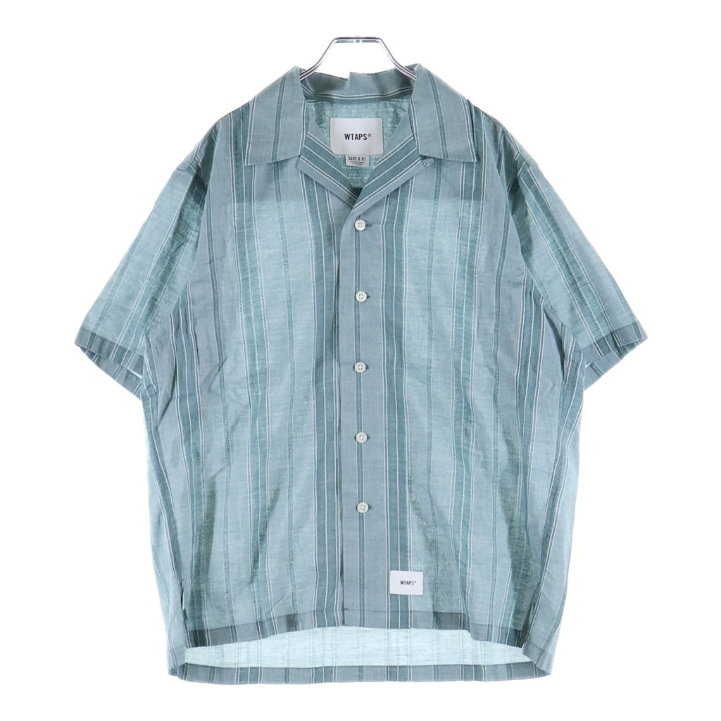WTAPS(ダブルタップス) 25SS FRIO 02 SS / COTTON. DOBBY. TEXTILE 半袖ストライプシャツ グリーン 251CWDT-SHM07