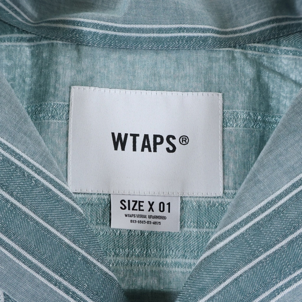 WTAPS(ダブルタップス) 25SS FRIO 02 SS / COTTON. DOBBY. TEXTILE 半袖ストライプシャツ グリーン 251CWDT-SHM07