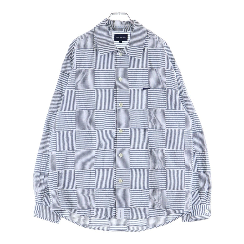 DESCENDANT(ディセンダント) 26SS MILPITAS PATCHWORK LS SHIRT パッチワーク 長袖シャツ ネイビー 261WVDS-SHM03