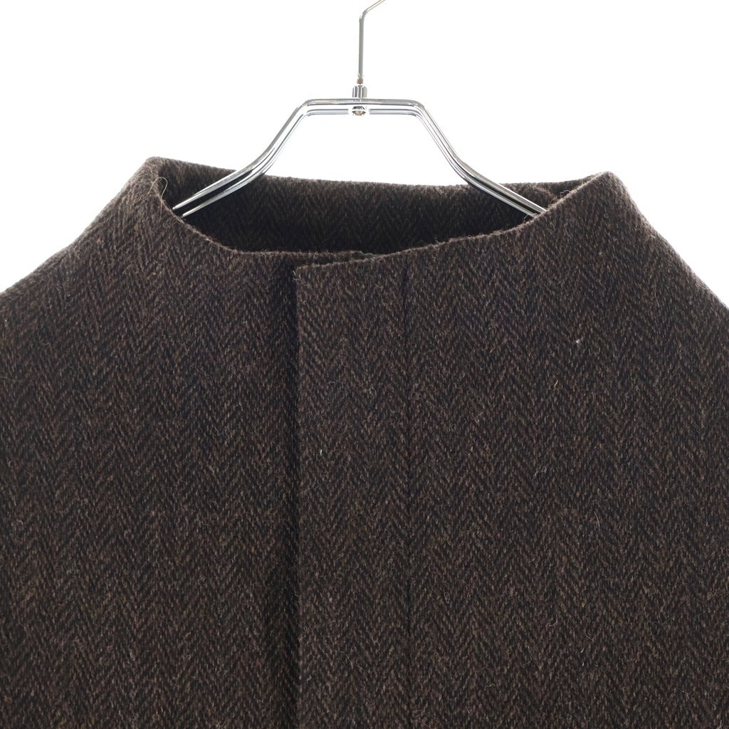 Yohji Yamamoto FEMME(ヨウジヤマモトファム) ヘリンボーン ウールロングコート ブラウン レディース FT-C11-109
