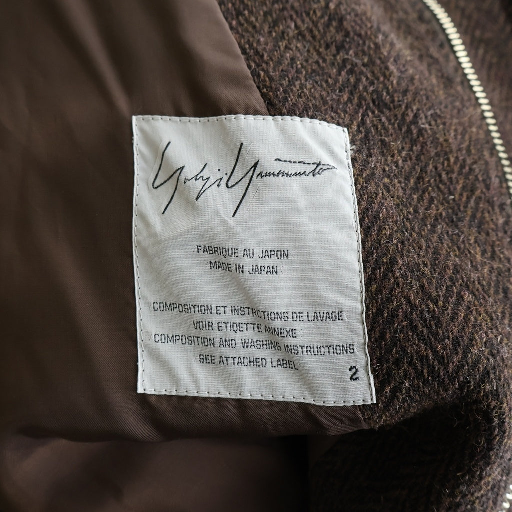 Yohji Yamamoto FEMME(ヨウジヤマモトファム) ヘリンボーン ウールロングコート ブラウン レディース FT-C11-109
