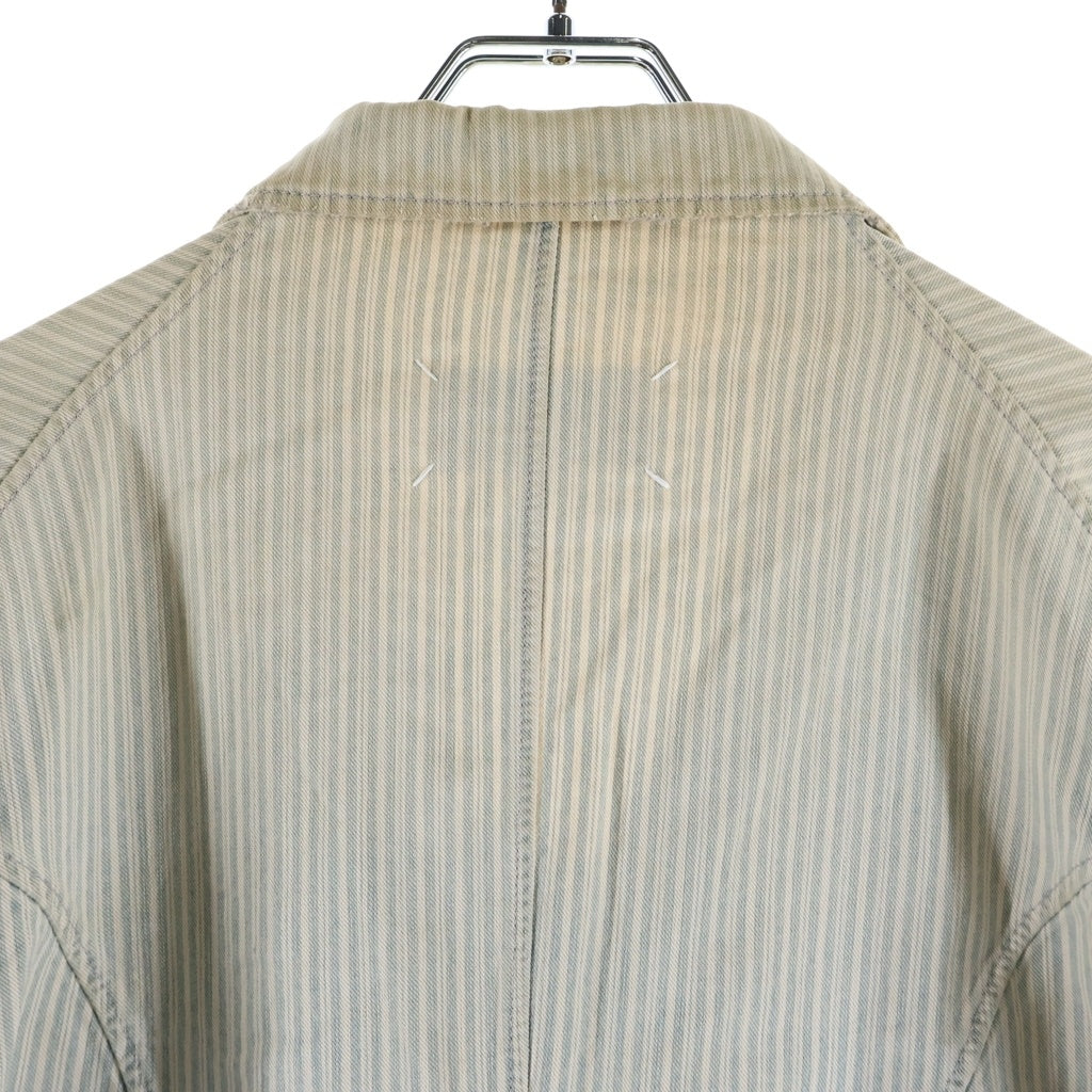 Maison Margiela(メゾンマルジェラ) 21SS Stripe Jacket ダメージ加工 ストライプ テーラードジャケット グレー S50BN0465