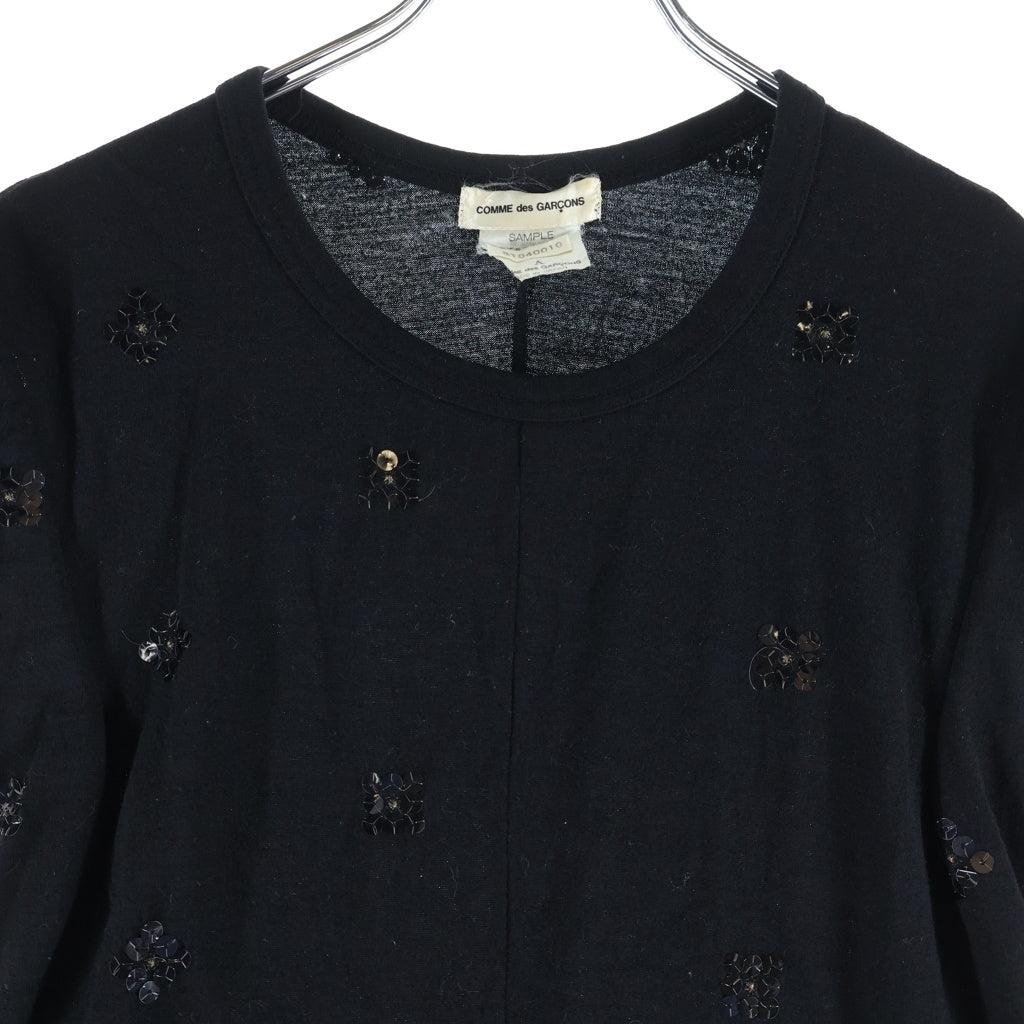 COMME des GARCONS(コムデギャルソン) SAMPLE サンプルタグ スパンコール装飾ワンピース ドレス ブラック レディース