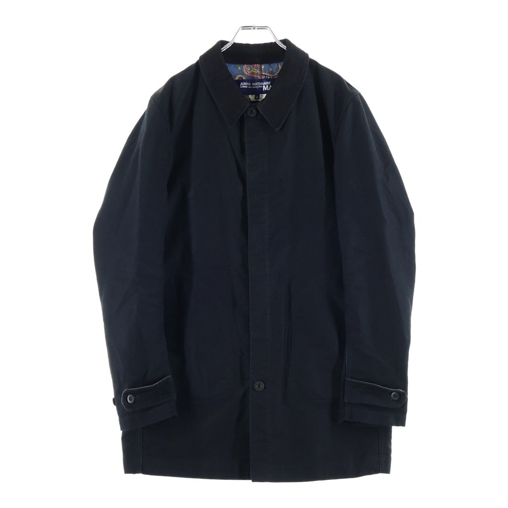 JUNYA WATANABE COMME des GARCONS(ジュンヤワタナベ コムデギャルソン) 12AW HERVIER PRODUCTIONS Coat エルヴィエ プロダクションズ コーデュロイ切替 ステンカラーコート ブラック WJ-C401