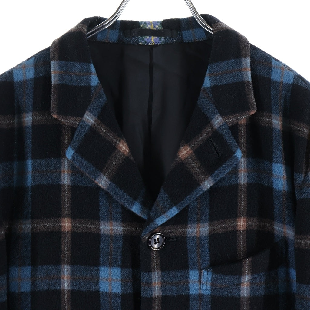 COMME des GARCONS HOMME PLUS(コムデギャルソンオムプリュス) 00AW 4B Wool Jacket ウールチェック ドッキングロックジャケット ブルー PJ-04015S