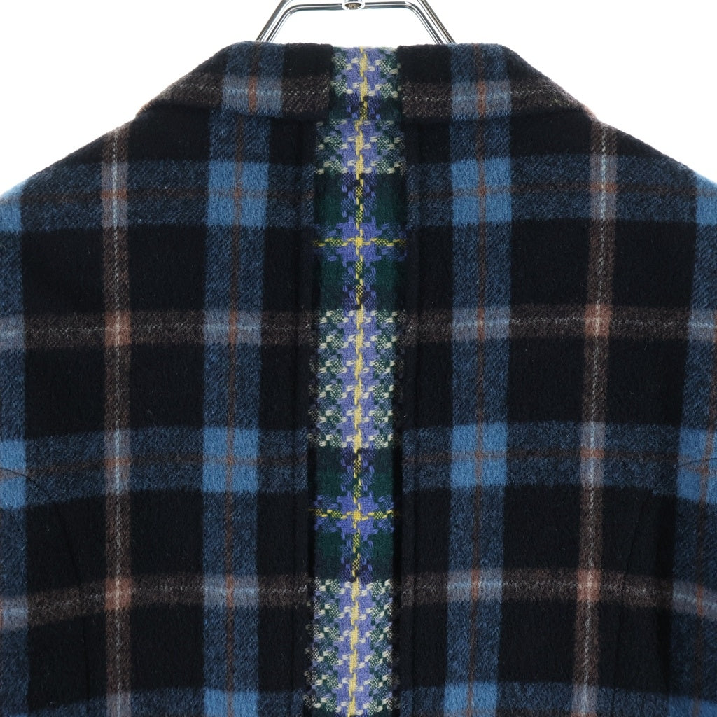 COMME des GARCONS HOMME PLUS(コムデギャルソンオムプリュス) 00AW 4B Wool Jacket ウールチェック ドッキングロックジャケット ブルー PJ-04015S