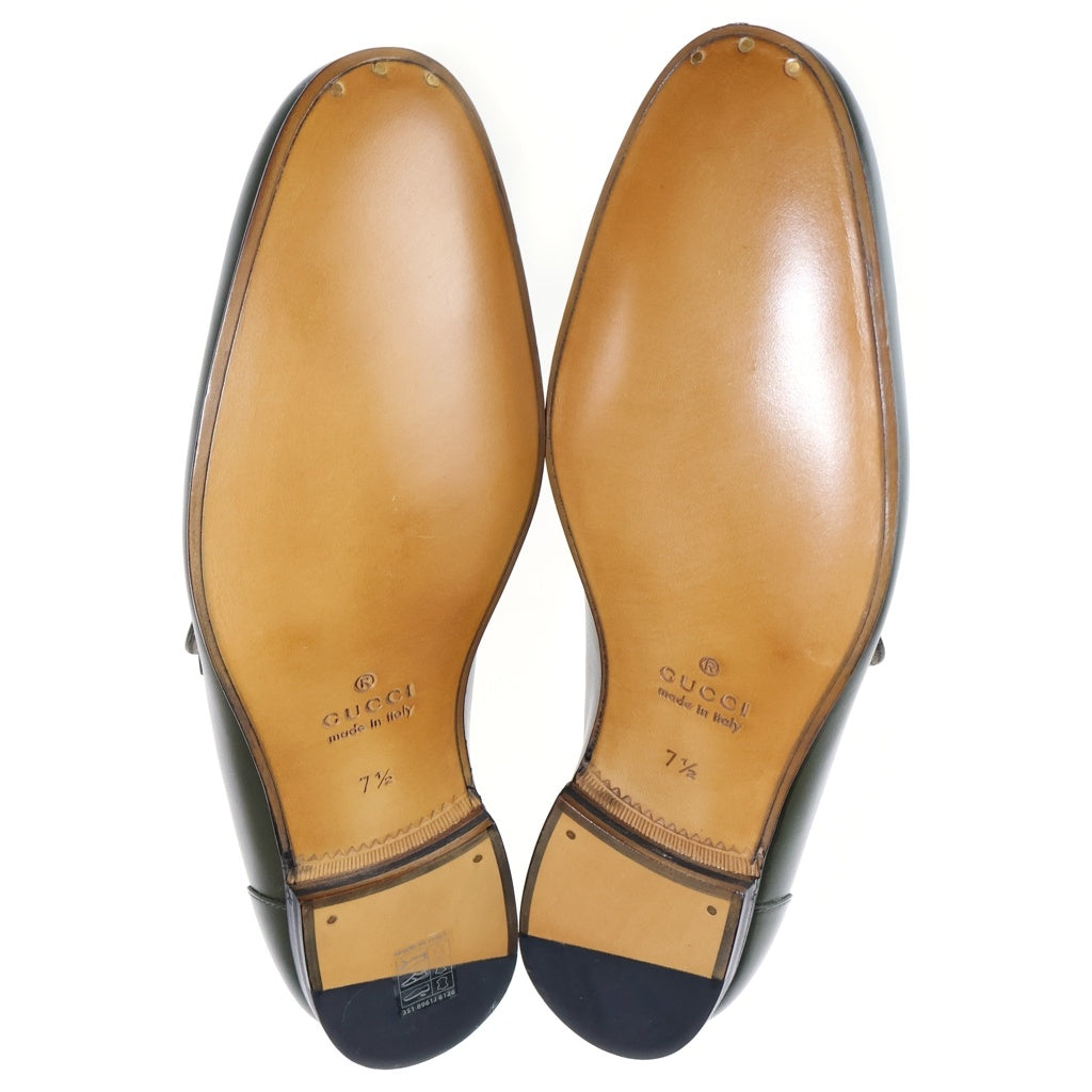 GUCCI(グッチ) Horsebit Loafer ホースビット レザーローファー ローカットシューズ カーキ 834289