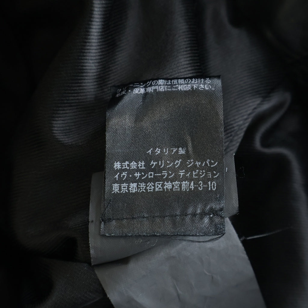 SAINT LAURENT PARIS(サンローランパリ) 17AW MOTORCYCLE JACKET CAT&COCKTAIL ダメージ加工 カーフレザー モータサイクル ダブルライダースジャケット ブラック レディース 483165 Y5RD2