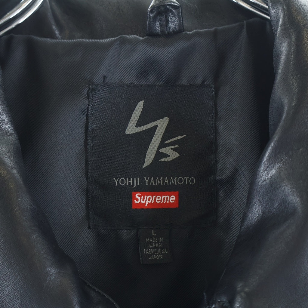 SUPREME(シュプリーム) 25AW ×Y's by Yohji Yamamoto Leather Jacket ワイズ ヨウジヤマモト プリントデザイン ジップアップ レザー ジャケット ブラック