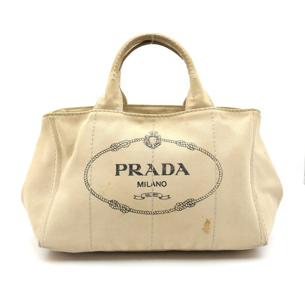 PRADA(プラダ) カナパ キャンバストートバッグ ショルダーバッグ アイボリー レディース