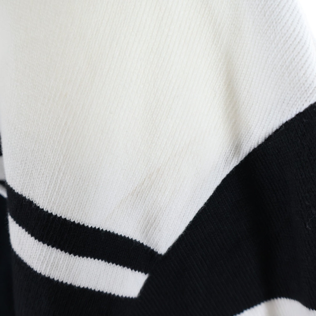 SUPREME(シュプリーム) 25SS ×NIKE Stripe Rugby ナイキ ロゴエンブロイダリー ストライプ レギュラーカラー 長袖シャツ ブラック/ホワイト