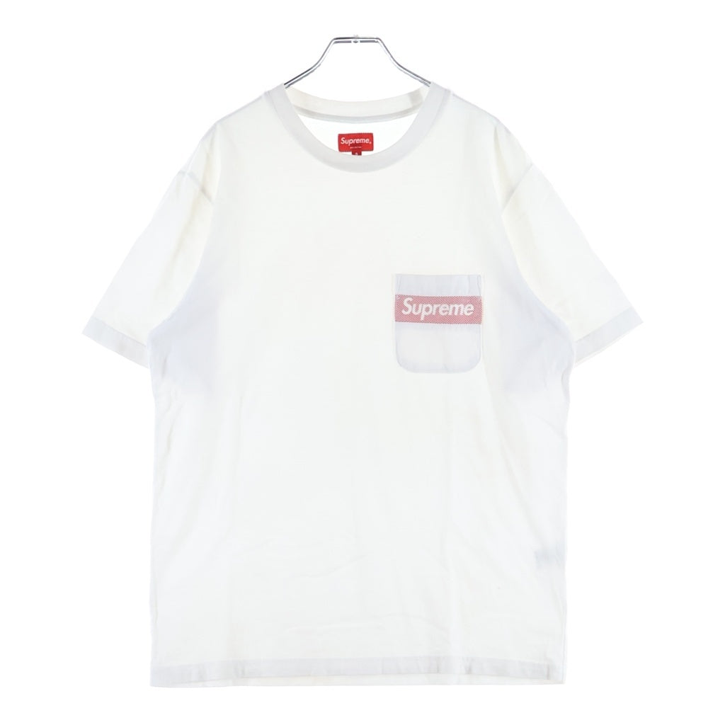 SUPREME(シュプリーム) 19SS Mesh Stripe Pocket Tee メッシュ ストライプ ポケット クルーネック半袖Tシャツ カットソー ホワイト