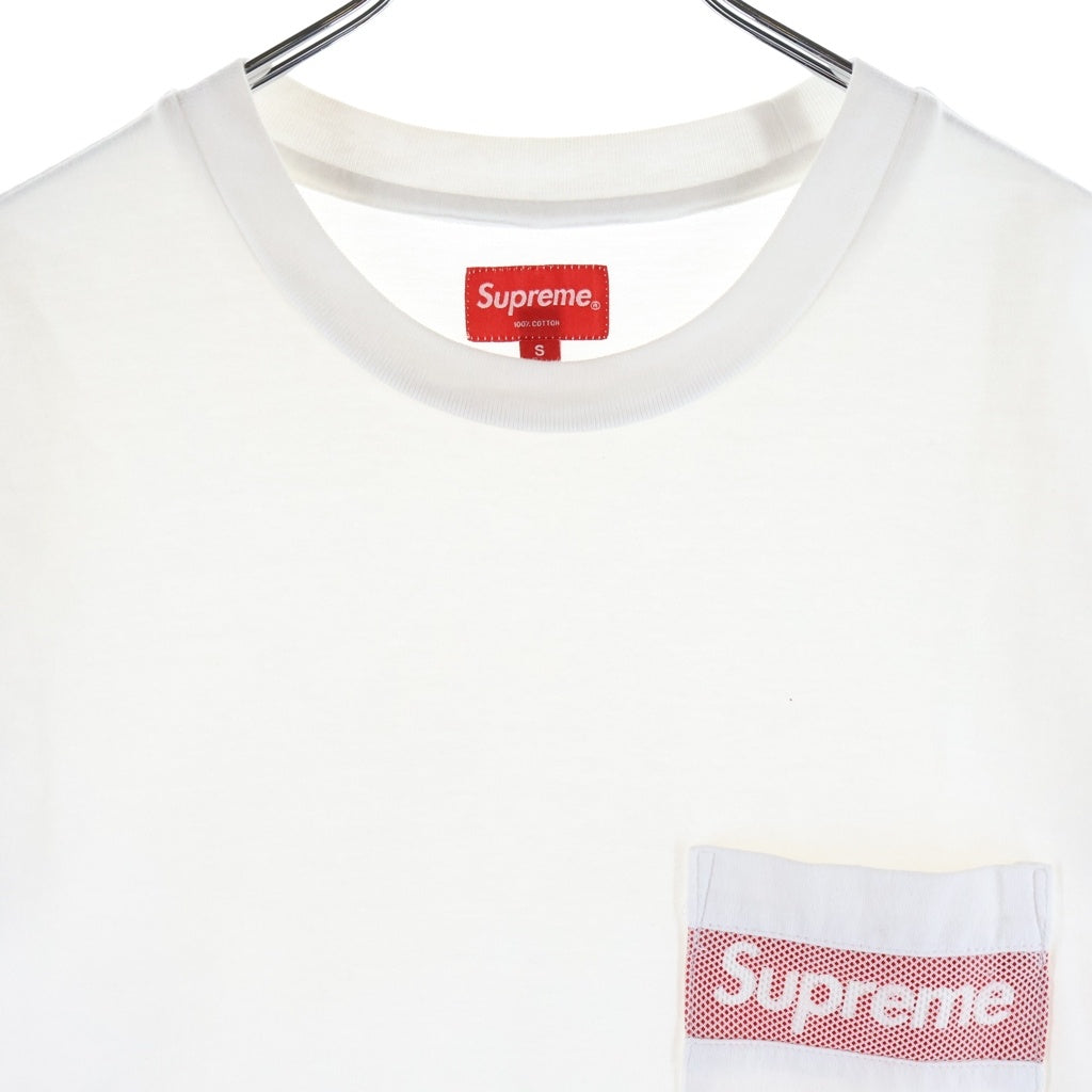 SUPREME(シュプリーム) 19SS Mesh Stripe Pocket Tee メッシュ ストライプ ポケット クルーネック半袖Tシャツ カットソー ホワイト