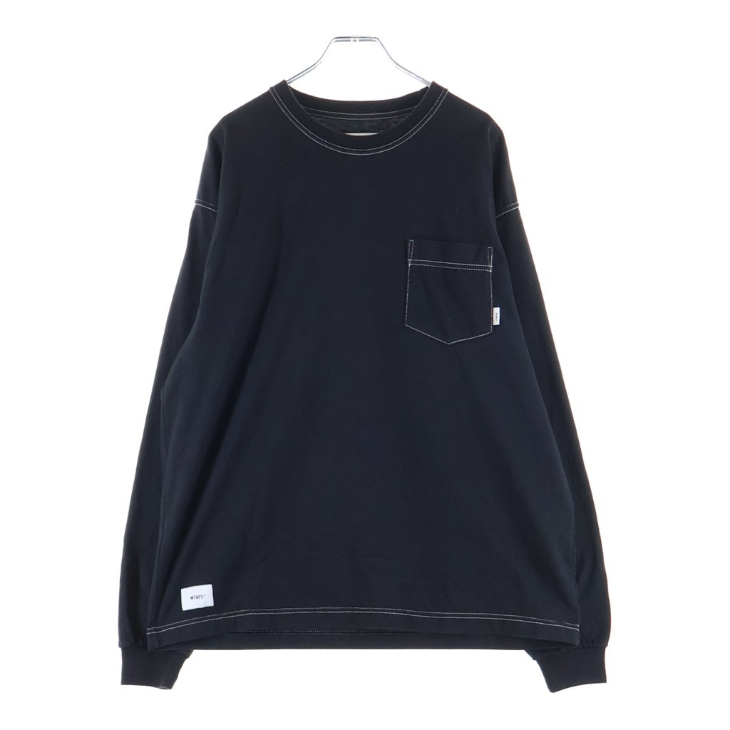WTAPS(ダブルタップス) 21AW ステッチデザイン クルーネック コットン 長袖Tシャツ カットソー ブラック 212ATDT-CSM09