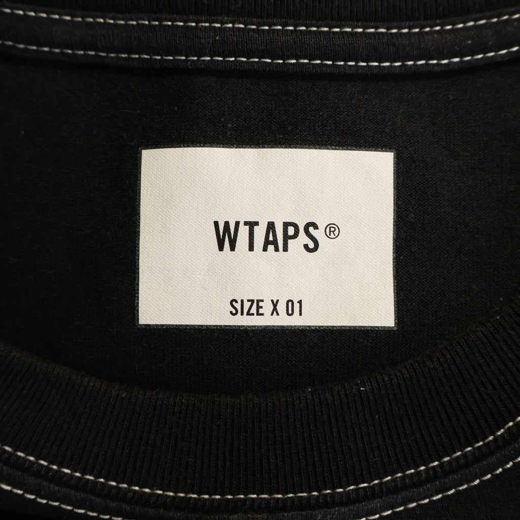 WTAPS(ダブルタップス) 21AW ステッチデザイン クルーネック コットン 長袖Tシャツ カットソー ブラック 212ATDT-CSM09