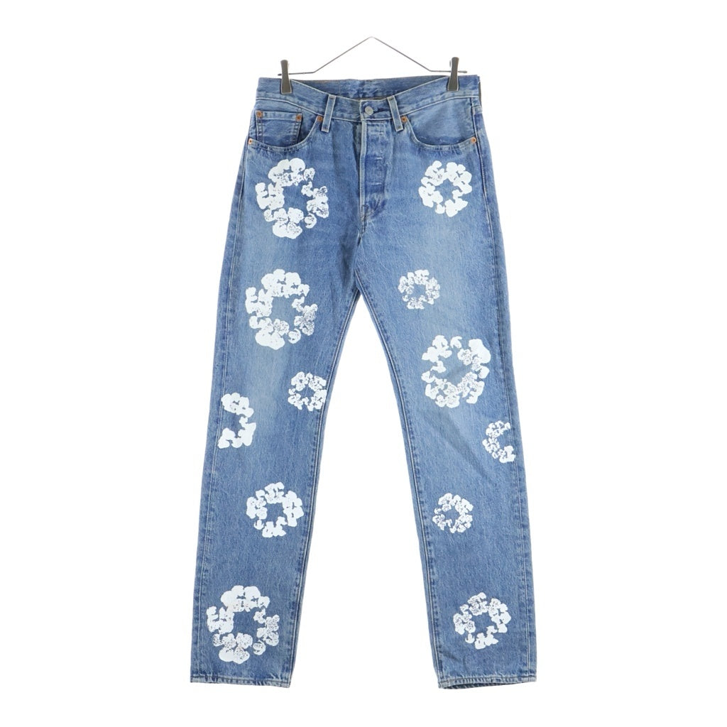 DENIM TEARS(デニムティアーズ) ×LEVI'S 501 COTTON WREATH CHAIN STITCH リーバイス フラワー刺繍デニムパンツ インディゴ PC9-A1592-0002