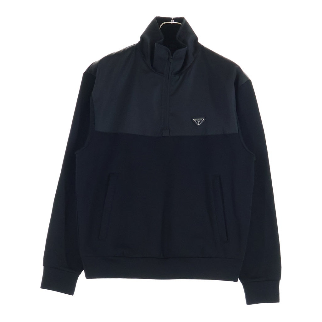PRADA(プラダ) Re-Nylon Sweatshirt リナイロン トライアングルロゴ ハーフジップスウェットトレーナー ブラック UJL20D