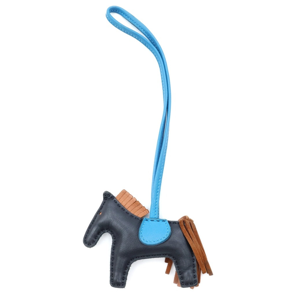 HERMES(エルメス) ロデオチャーム PM レザーキーホルダー ブラック Y刻印 レディース