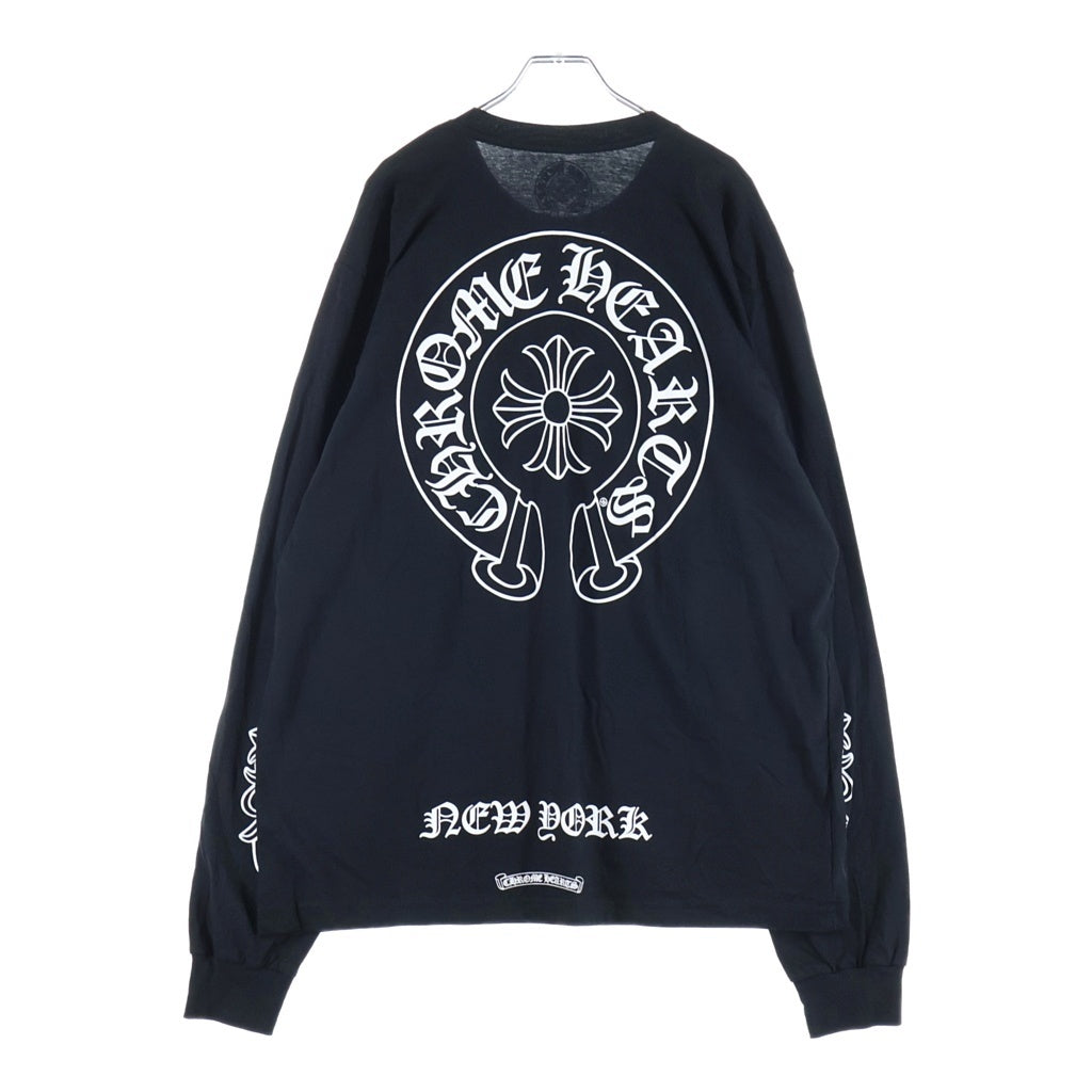 CHROME HEARTS(クロムハーツ) ニューヨーク限定 アームフローラル ホースシュー クルーネック 長袖Tシャツカットソー ブラック
