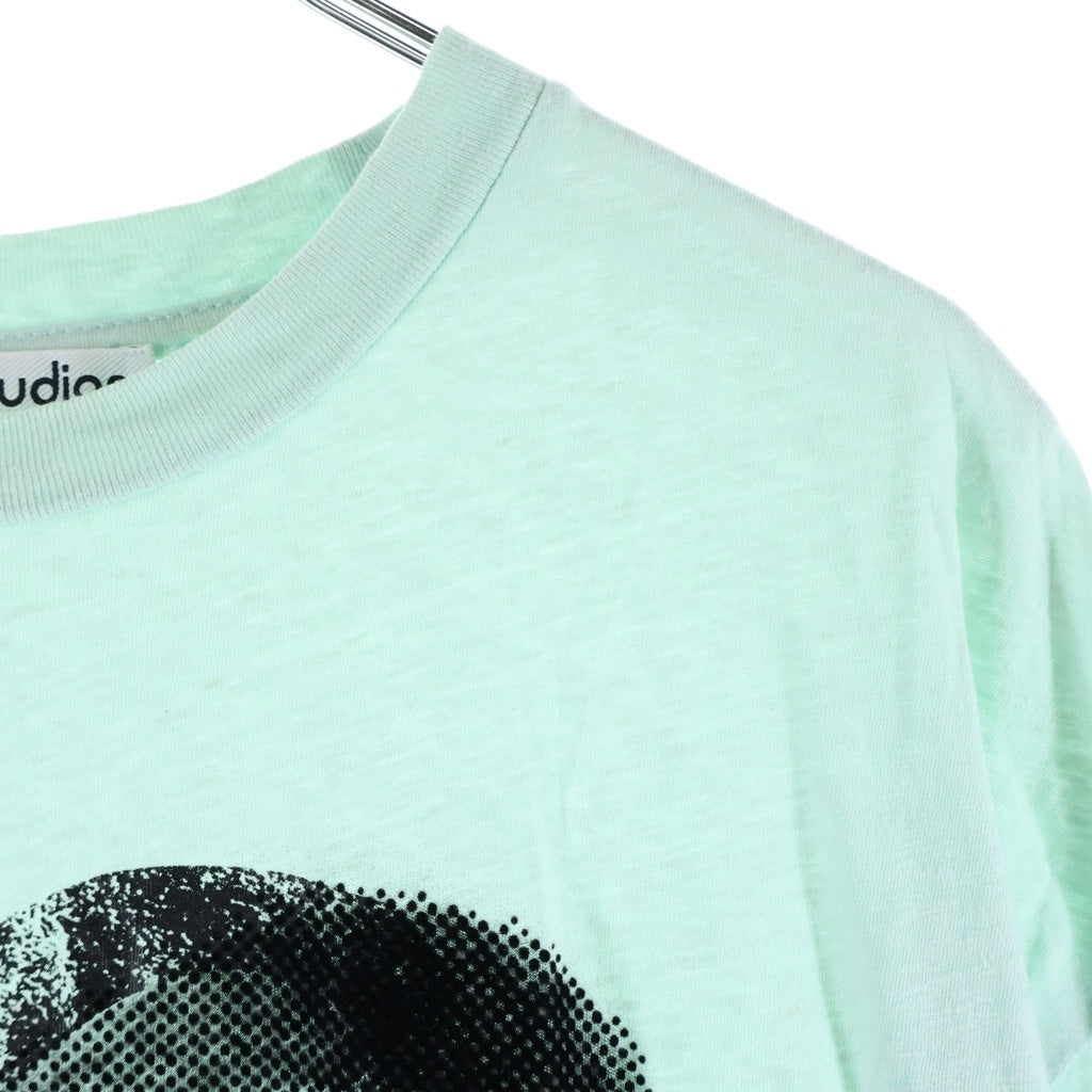 Acne Studios(アクネ ストゥディオズ) プリントデザイン クルーネック コットン 半袖Tシャツ カットソー ライトブルー FN-UX-TSHI00140