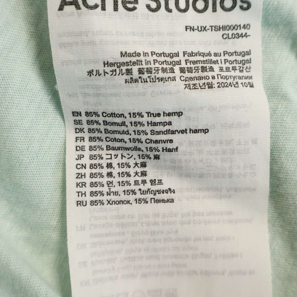 Acne Studios(アクネ ストゥディオズ) プリントデザイン クルーネック コットン 半袖Tシャツ カットソー ライトブルー FN-UX-TSHI00140