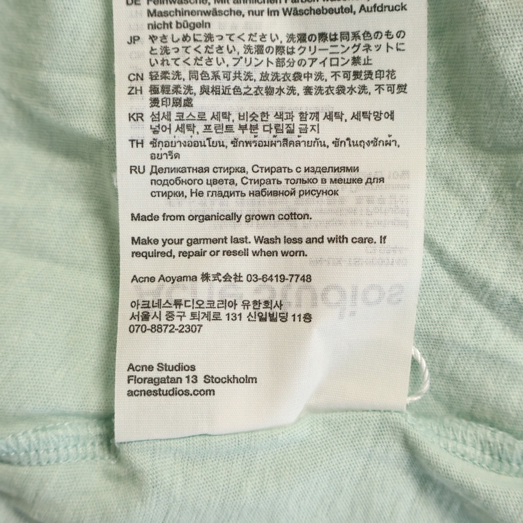 Acne Studios(アクネ ストゥディオズ) プリントデザイン クルーネック コットン 半袖Tシャツ カットソー ライトブルー FN-UX-TSHI00140