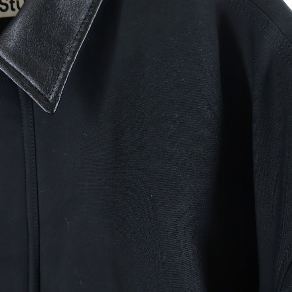 Acne Studios(アクネ ストゥディオズ) TWILL BOMBER JACKET レザー切り替え ジップアップ ツイル ボンバージャケット ブラック FN-MN-OUTW001243