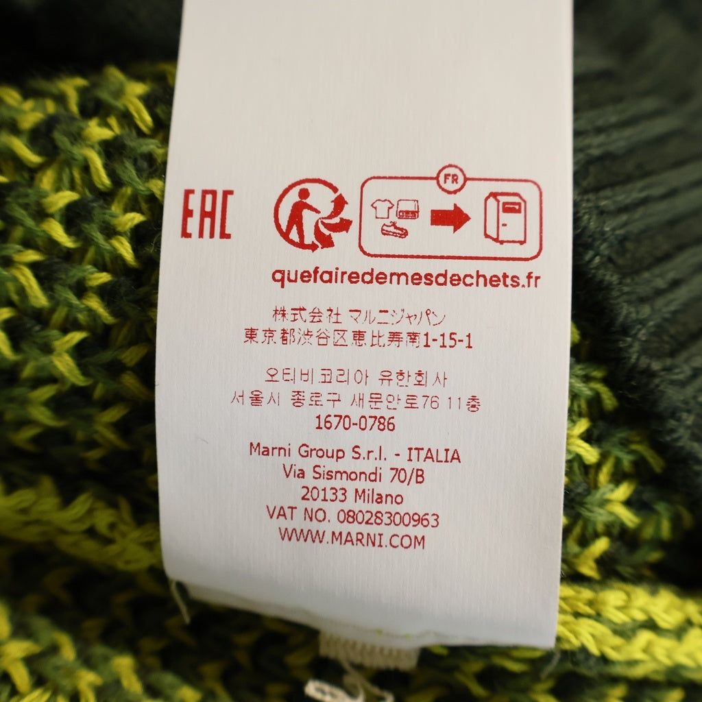 MARNI(マルニ) 24SS FIRE ISLAND LOGO ファイアー アイランド ラウンドネック セーター グリーン/イエロー GCMG0363Q0 UFWH16