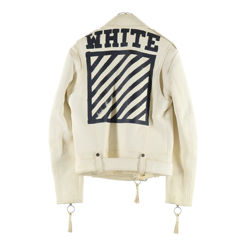 OFF-WHITE(オフホワイト) LEATHER BIKER JACKET レザーライダース バイカージャケット ホワイト