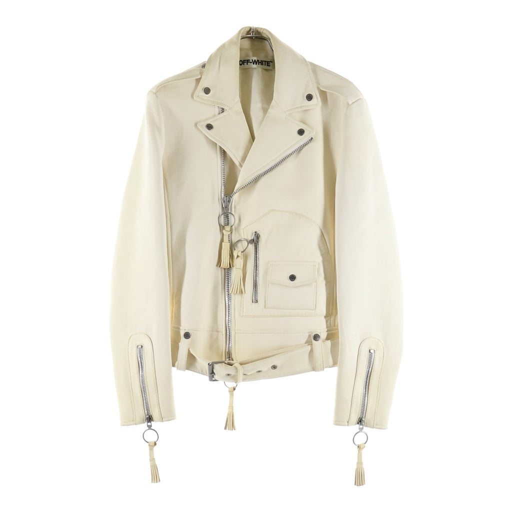 OFF-WHITE(オフホワイト) LEATHER BIKER JACKET レザーライダース バイカージャケット ホワイト