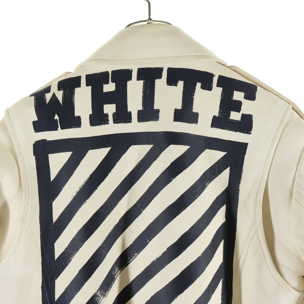 OFF-WHITE(オフホワイト) LEATHER BIKER JACKET レザーライダース バイカージャケット ホワイト