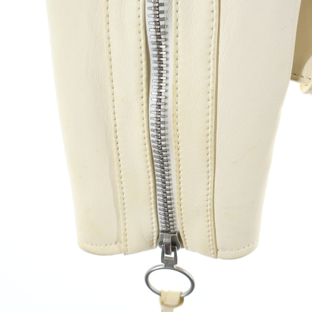 OFF-WHITE(オフホワイト) LEATHER BIKER JACKET レザーライダース バイカージャケット ホワイト