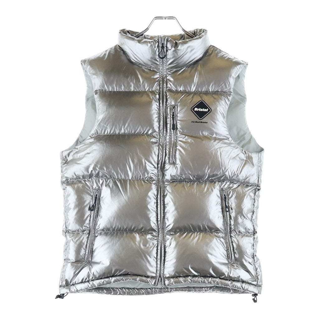 F.C.R.B./F.C.Real Bristol/FCRB(エフシーアールビー/エフシーレアルブリストル) 24AW DOWN VEST ロゴワッペン ジップアップ ナイロン ダウンベスト シルバー FCRB-242026