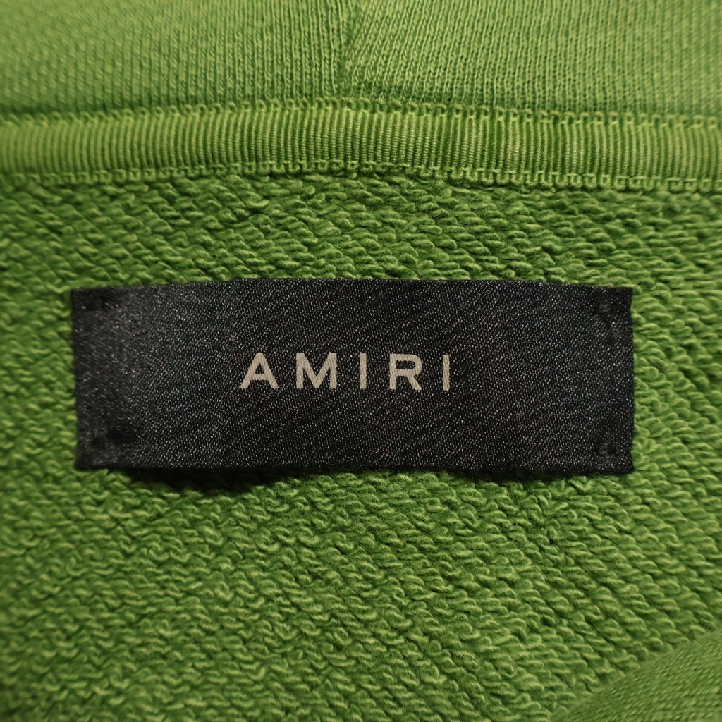 AMIRI(アミリ) MAロゴ ショットガン加工 ダメージ フルジップパーカー スウェットパーカー グリーン SRAMJYHD1002SMRBCO12