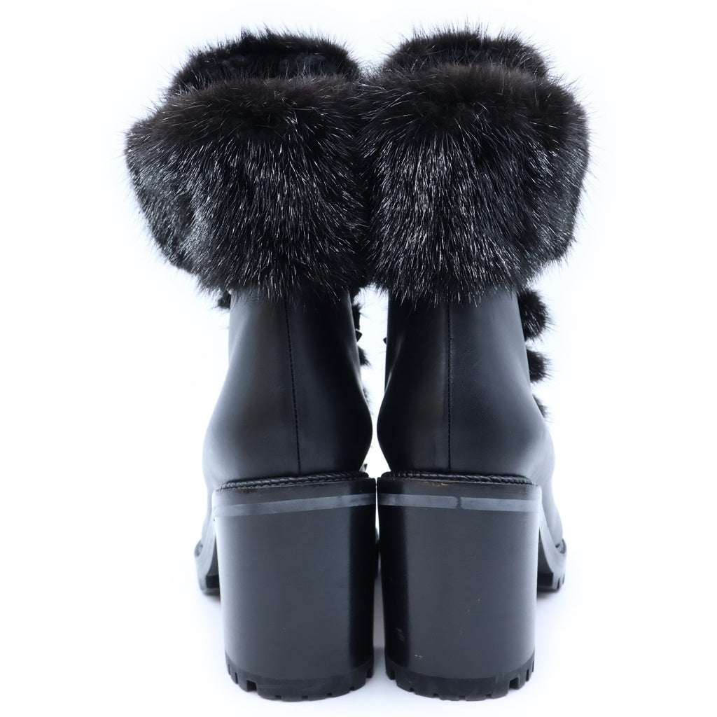 CHRISTIAN LOUBOUTIN(クリスチャンルブタン) Fur Boots レースアップ ファーブーツ レザーハイカットシューズ ブラック レディース
