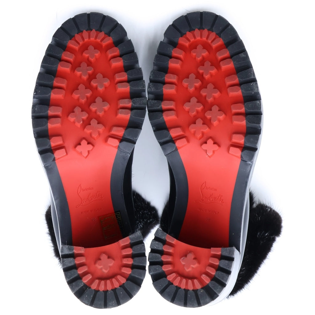 CHRISTIAN LOUBOUTIN(クリスチャンルブタン) Fur Boots レースアップ ファーブーツ レザーハイカットシューズ ブラック レディース