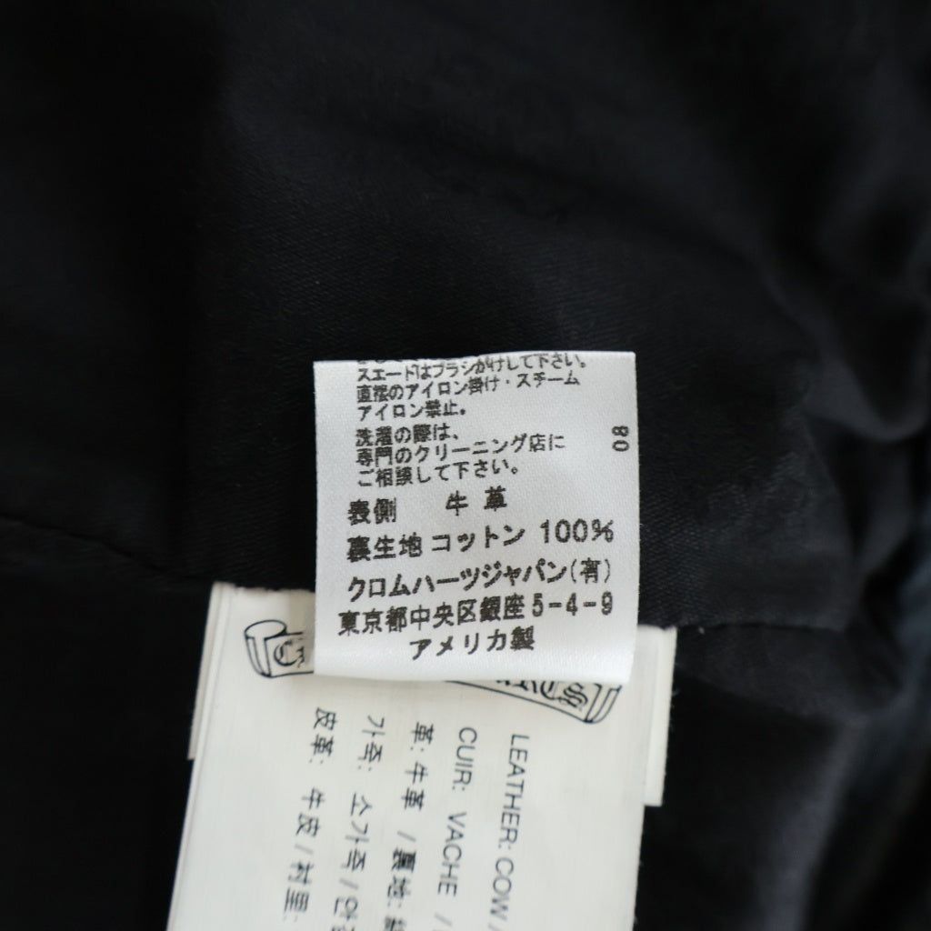 CHROME HEARTS(クロムハーツ) FLEURKNEE ボタンフライ フレアニー レザー パンツ ブラック