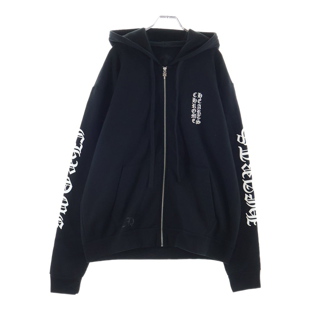CHROME HEARTS(クロムハーツ) SWTSHRT HD ZIP バーティカルロゴ スウェット ダガージップアップパーカー ブラック