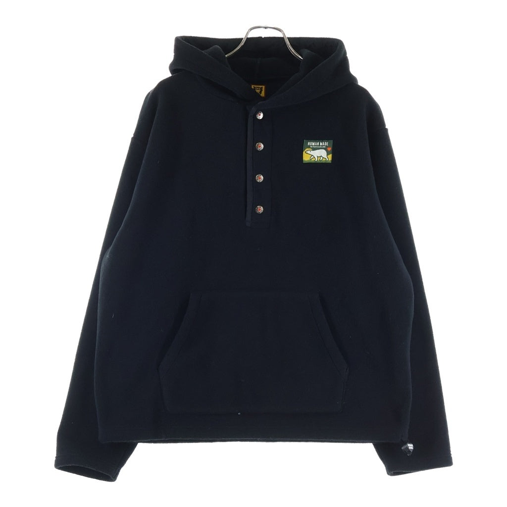 HUMAN MADE(ヒューマンメイド) FLEESE HOODIE フリースプルオーバーパーカー ブルゾン ブラック HM28CS020