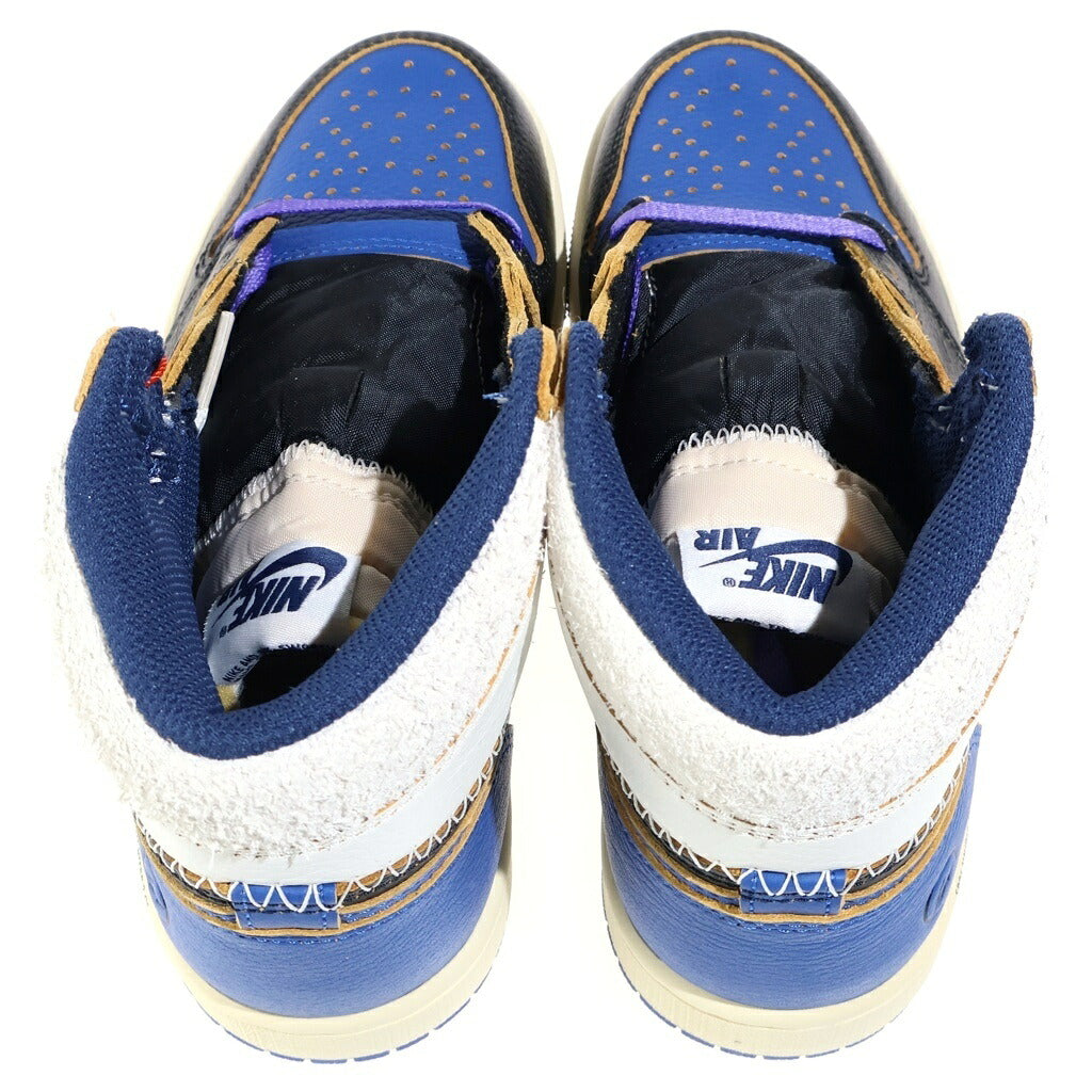 NIKE(ナイキ) ×UNION ×fragment Air Jordan 1 High Sport Royal IO7847-001 ×ユニオン ×フラグメント エアジョーダン1 ハイカットスニーカー OG スポーツロイヤル ブラック/ブルー/ホワイト US4.5/23.5cm レディース