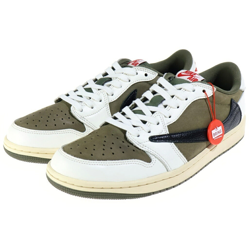 NIKE(ナイキ) ×TRAVIS SCOTT AIR JORDAN 1 LOW OG REVERSE OLIVE トラヴィススコット エアジョーダン1 リバース オリーブ ローカットスニーカー ホワイト/カーキ US9.5/27.5cm DM7866-200