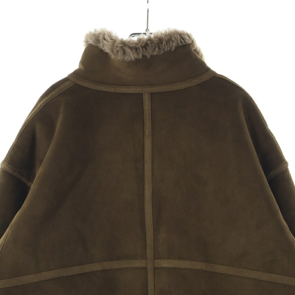 NO BRAND(ノーブランド) UGG OZLANA(アグ オズラナ) Logo Fur Trimmed Reversible Shearling Coat シープスキン 裏地ボア リバーシブルジャケット ブラウン レディース