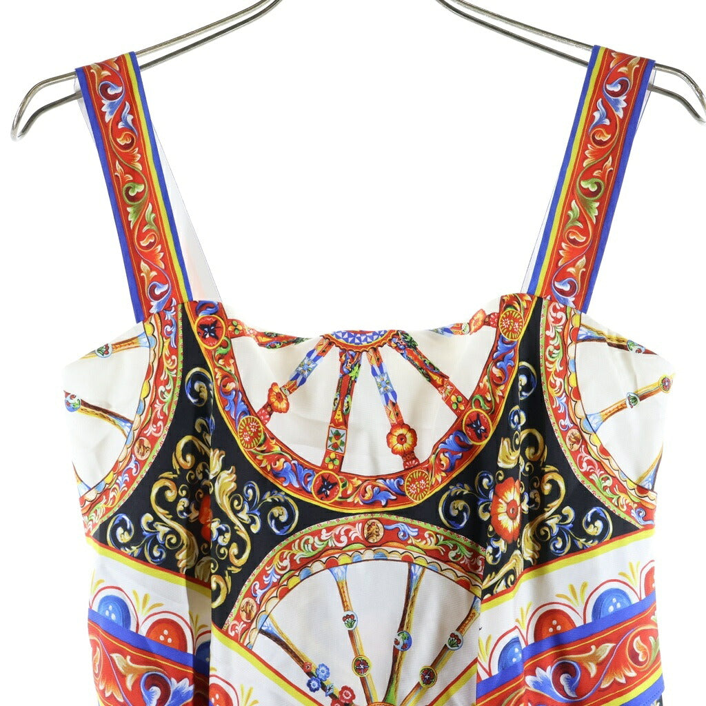 DOLCE & GABBANA(ドルチェアンドガッバーナ) Carretto Dress 総柄 シルクドレス レディース レッド F6TZBT