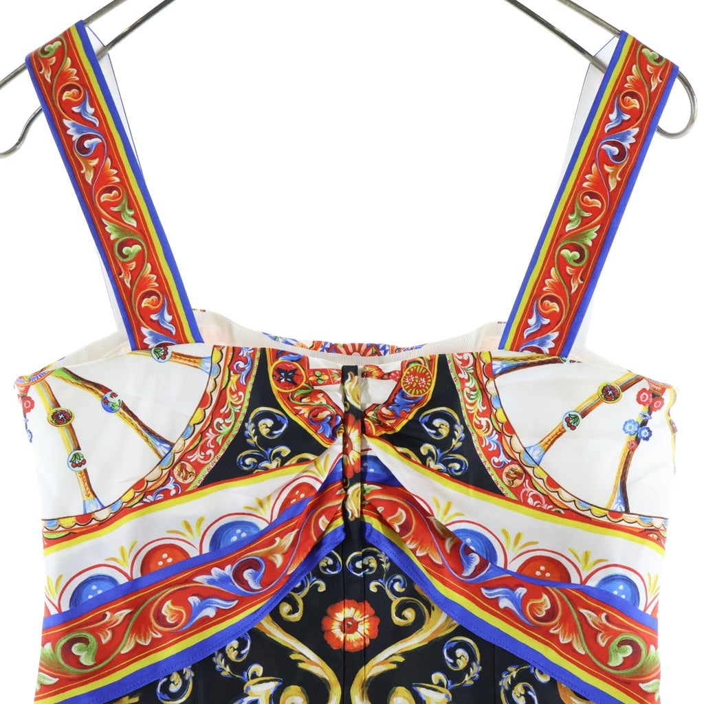 DOLCE & GABBANA(ドルチェアンドガッバーナ) Carretto Dress 総柄 シルクドレス レディース レッド F6TZBT