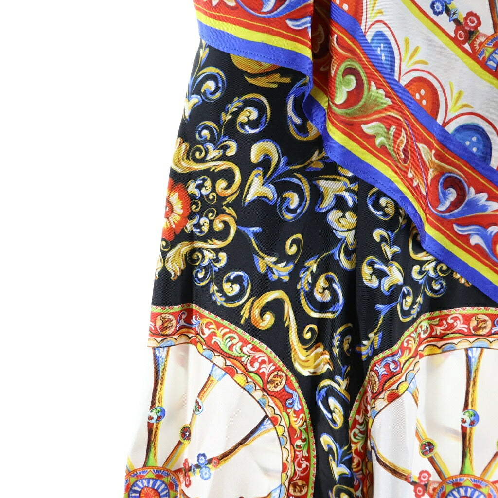 DOLCE & GABBANA(ドルチェアンドガッバーナ) Carretto Dress 総柄 シルクドレス レディース レッド F6TZBT