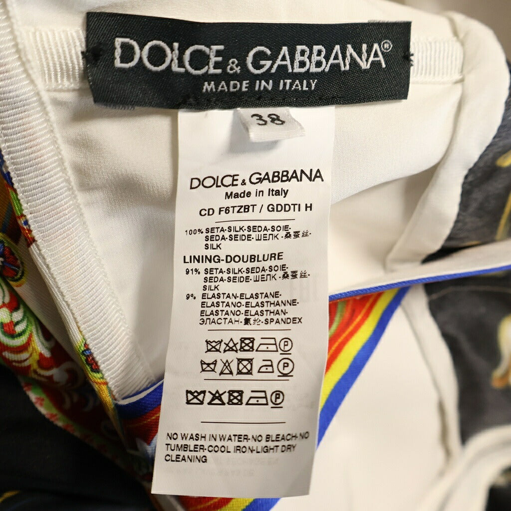 DOLCE & GABBANA(ドルチェアンドガッバーナ) Carretto Dress 総柄 シルクドレス レディース レッド F6TZBT