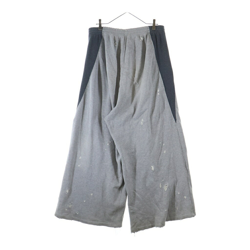 Needles(ニードルス) 24AW ×STUDIOUS 別注 DECONSTRUCTED H.D. SWEAT PANT ステュディオス ダメージデザイン ヒザデル スウェット ワイドパンツ グレー PU1537