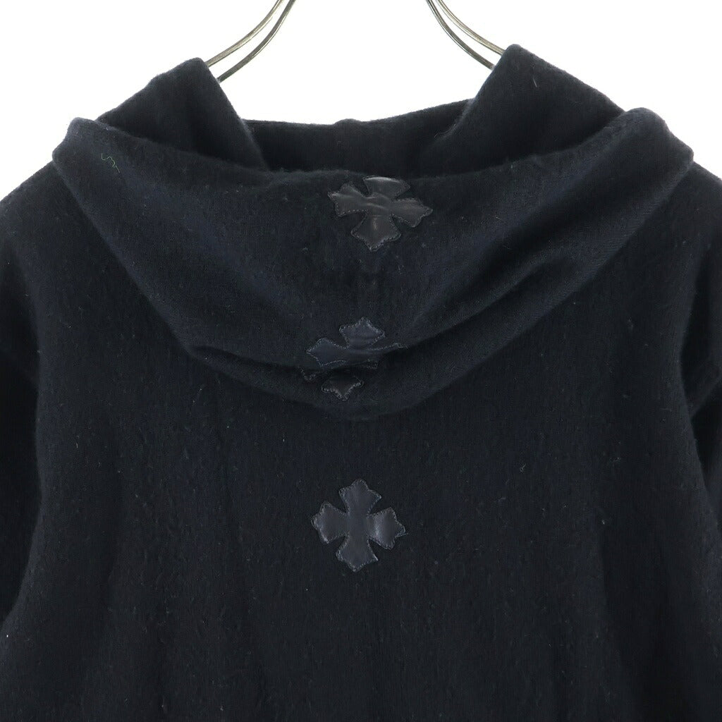 CHROME HEARTS(クロムハーツ) CH PLUS CASHMERE ZIP UP HOODIE CHプラス レザーパッチ カシミヤニット ダガージップアップパーカー フーディー ブラック