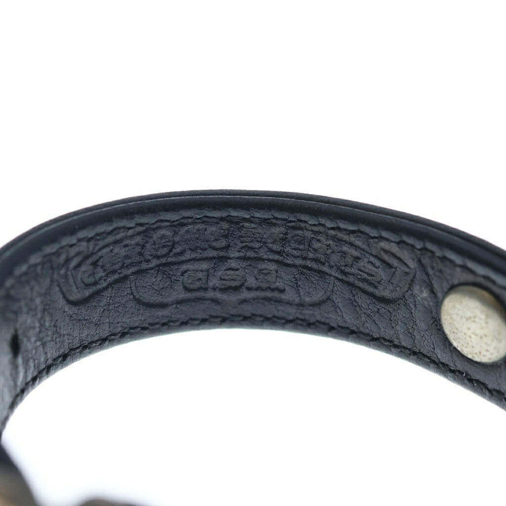 CHROME HEARTS(クロムハーツ) GUNSLINGER ガンスリンガー クロスボール レザーブレスレット ブラック/シルバー BCA146